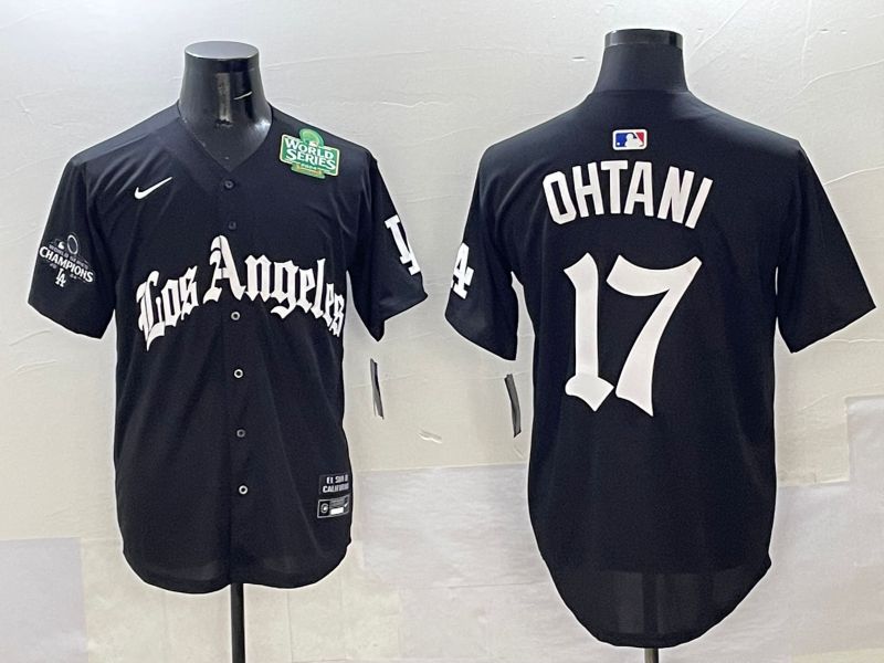 Men Los Angeles Dodgers #17 Ohtani Black Five generations Joint Name 2025 Nike MLB Jersey style 37